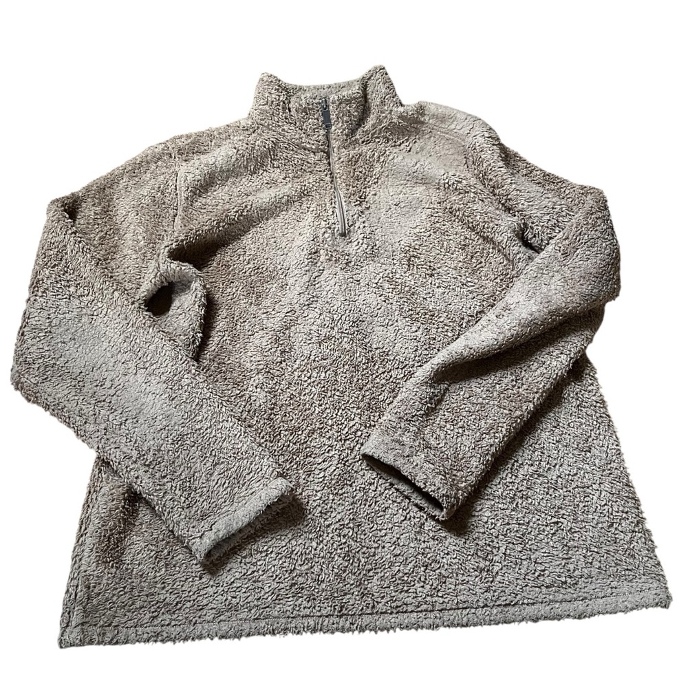 Patagonia Light Brown Sherpa Fleece Quarter Zip Pullover Size L Women